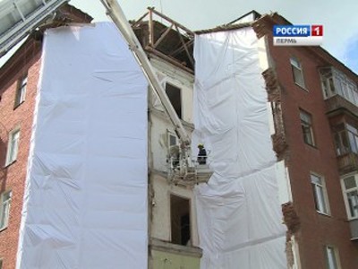 В Перми началось восстановление разрушенного на ул. Куйбышева дома