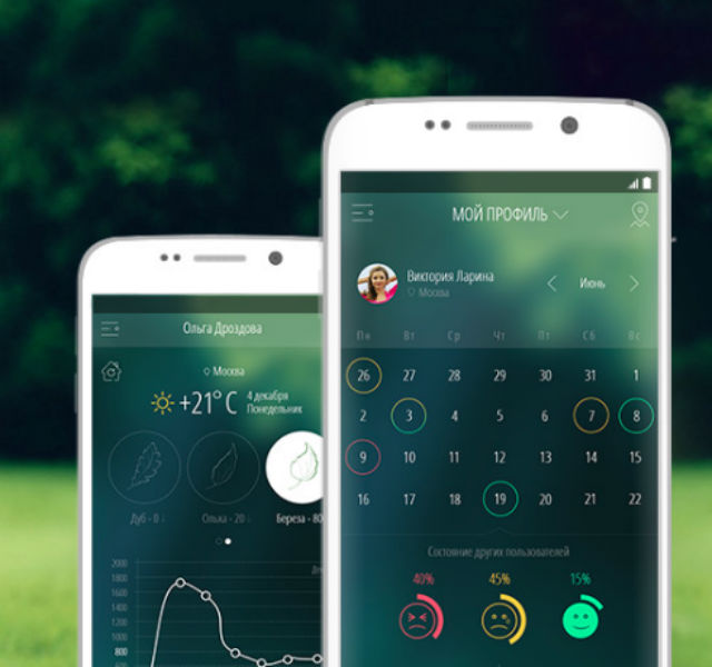 Приложение позволяет сравнивать уровень пыльцы в воздухе со своим состоянием и делать соответствующие выводы, которые помогут облегчить состояние (иллюстрация Pollen Club). 