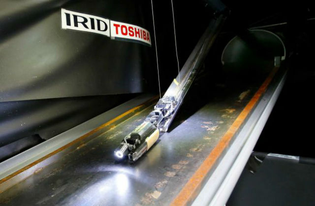 Во время демонстрации возможностей в лаборатории близ Токио, робот съехал вниз по металлической конструкции, вытянувшись в прямую линию (фото Shizuo Kambayashi/сайт timesunion.com).