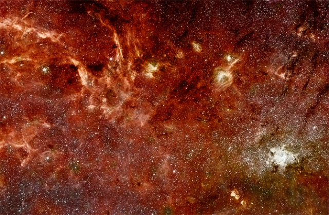 Инфракрасное изображение центра нашей Галактики, полученное с помощью телескопов "Спитцер" и "Хаббл" (фото Hubble, NASA, ESA, Spitzer).