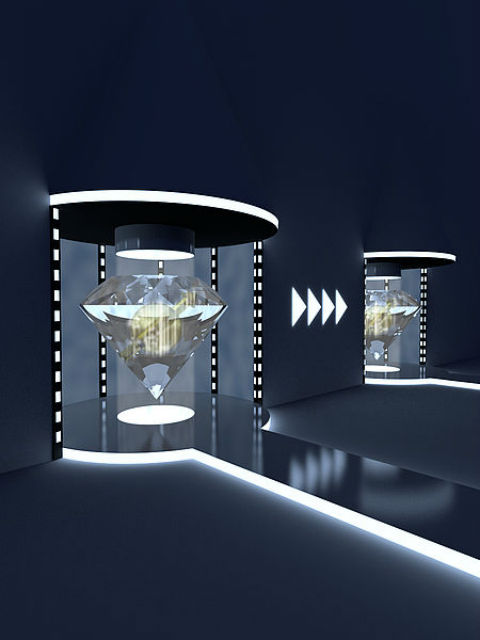 Два алмаза с кубитами в представлении художника (иллюстрация TU Delft Kavli Institute of Nanoscience). 